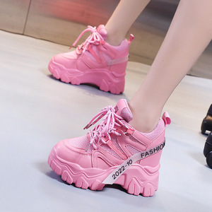 Baskets décontractées rétro de créateur pour femmes, collection Printemps-Automne 2026, en maille respirante, avec talon compensé dissimulé, semelle épaisse et lacets, chaussures tendance - Product Image 1