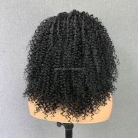 Perruque Afro Kinky Curl 3-en-1 synthétique courte résistante à la chaleur, prête à porter, avec cordon de serrage, clips sans couture, sans colle, pour femmes noires
