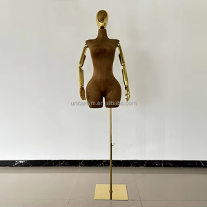 Grande <span class=keywords><strong>taille</strong></span> torse féminin Mannequin EURO USA 3/4 corps grande hanche velours enveloppé grosses femmes buste factice support pour affichage de vêtements - Product Image 5