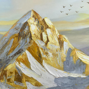Peinture à l'huile moderne <span class=keywords><strong>Montagne</strong></span> Dorée faite à la main, texture épaisse, <span class=keywords><strong>couteau</strong></span> à palette, art mural 3D sur toile pour salon - Product Image 2