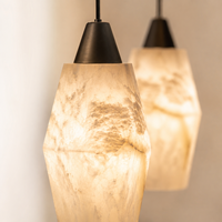 Lustre LED en albâtre naturel personnalisé, grande lampe suspendue artistique avec fonction de protection des yeux pour salon
