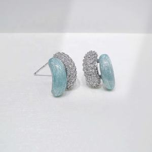 ต่างหูเงินแท้ 925 ประดับพลอยทรงหนา สไตล์ตะวันตก ราคาโรงงาน รุ่นใหม่ล่าสุด หรูหรา สวยงาม สำหรับผู้หญิง ตกแต่งด้วยเคลือบสี - Product Image 4