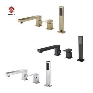 Aida Poignées simples Robinet de baignoire en laiton massif Robinet de lavabo de baignoire spécial baignoire Douche à main - Product Image 6