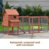 Nichoir et poulailler d'extérieur en bois massif - Imperméable, résistant au soleil et à la corrosion - Grande taille avec balcon - Aucun assemblage requis