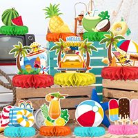 Kit de décorations pour fête à thème plage - Centres de table en nid d'abeille et décorations de table sur le thème de la plage pour les décorations d'été et de fête au bord de la piscine