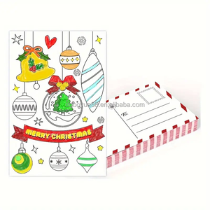 Venta al por mayor de tarjetas postales de actividad de Navidad colorea tu propia postal para colorear tarjetas de felicitación de Feliz Navidad para amigos niños - Product Image 1