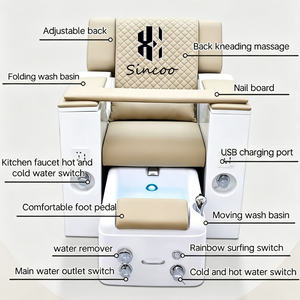 Multifunctional Modern Glass Nail Salon Electric Massage Pedicure Manicure <b>Chair</b> with USB and LED Light Spa - Product Image 4