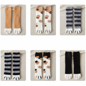 Sarawang Chaussettes thermiques ultra-fines Chaussettes de sommeil en polaire pour chat mignon avec conception de cheville pour les mains et les pieds froids - Product Image 1