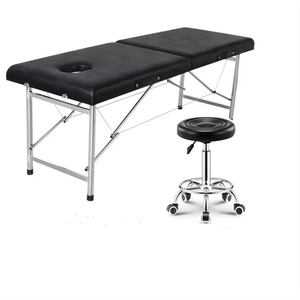 Table de massage portable et pliable en cuir PU, lit de thérapie manuel avec étagère de rangement pour salon, salle de sport, école - Product Image 2