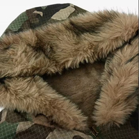 Veste bomber réversible en fausse fourrure à fermeture éclair sur le devant, style vintage, lavée, camouflage, streetwear d'hiver, de haute qualité, personnalisée, pour hommes