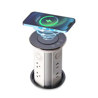 Enchufe Universal Inteligente con Wifi, Motorizado, Retráctil, con Puerto USB-C y Carga Inalámbrica, IP65, Negro, 16A, para Hogar y Oficina
