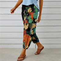 Pantalones Capri de Cintura Alta y Pierna Ancha para Mujer, Talla Grande, Estampado Floral, Cierre con Cordón, Estilo Vintage, Verano