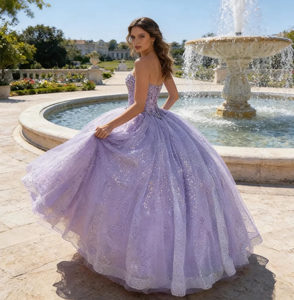 <span class=keywords><strong>Robe</strong></span> de Quinceañera Scintillante Lavande Rêveuse avec <span class=keywords><strong>Jupon</strong></span>, Col Cœur, Longueur Ras du Sol, Perles et Tulle, <span class=keywords><strong>Robe</strong></span> de Bal pour Soirées - Product Image 3
