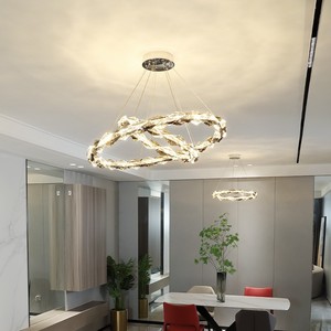Lustre en cristal finition or, forme E26, LED, télécommande, intensité variable, blanc chaud 3500K, hauteur réglable, suspension 5 ans de garantie - Product Image 3