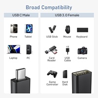 Adaptador USB C a USB, Conector USBC Macho a Hembra 3.0 OTG para Apple iPhone 17 16 MaciPad, Microsoft Surface, Samsung Galaxy S26