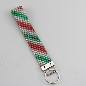 Custom Logo Printing PU <strong>Leather</strong> Wristlet Strap Keychain bling rhinestone key chain bracelet - Product Image 3