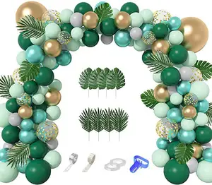 Jungle Safari Party Balloons Set Metal Gold Green Tropical Palm Leaves Wild Year Old Party