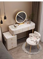 Coiffeuse en bois massif de haute qualité miroir de courtoisie de maquillage éclairé par LED moderne noir Antique maison salle de bain chambre commode rangement