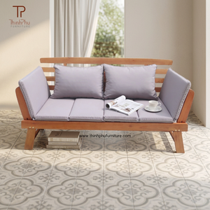 Lit de repos contemporain moderne en bois d'acacia massif, cadre en aluminium thermolaqué, pour usage extérieur, ferme, villa, jardin, patio - Product Image 1