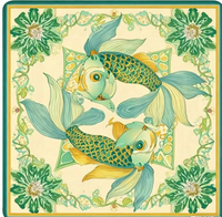 Alas Mahjong Anti-Selip Peredam Suara Motif Ikan Mas Kustom dari Lumpur Diatom Ukuran 840mm*840mm
