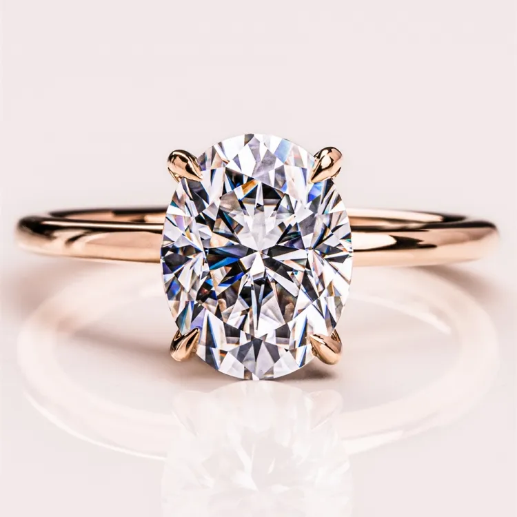 Redleaf cincin berlian kustom 18k emas gia igi bersertifikat oval lab dibuat berlian tumbuh pernikahan pertunangan lab cincin berlian