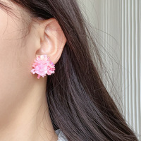 Anting-anting manik biji kaca warna-warni mode gadis anting-anting kancing bunga manis buatan tangan gaya Boho untuk wanita