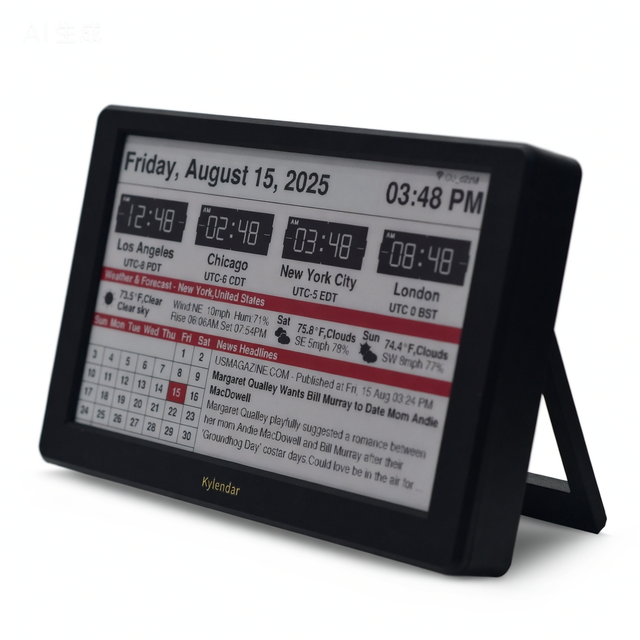 7 Inch Smart E-Ink Calendar-4 Display Modes Anti-Blue Light Real-Time Weather Wi-Fi Auto Sync World Clock Dual-Use Desk/Wall