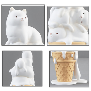 Statue <span class=keywords><strong>de</strong></span> chat en résine faite à <span class=keywords><strong>la</strong></span> main Sculpture animale Kawaii mignonne pour <span class=keywords><strong>la</strong></span> décoration intérieure Cadeau pour les amoureux des chats Figurine à collectionner Pièce d'art - Product Image 3