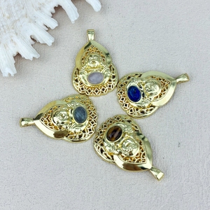 Pendentif Bouddha Maitreya en <span class=keywords><strong>Labradorite</strong></span> Plaqué Or, Design Populaire, Bijou Porte-Bonheur pour Femme, Charme de Bénédiction - Product Image 3