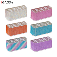 MASSA Support de Rangement Multifonctionnel pour Pinceaux de Maquillage à 26 Compartiments en Acrylique Orné de Strass, Boîte de Présentation pour Outils de Beauté