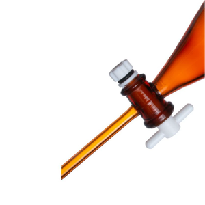 Laboratório Borosilicato 3.3 Glass Amber Graduado Pear Shaped Separando Funil com PTFE Rolha e Stopcock - Product Image 3