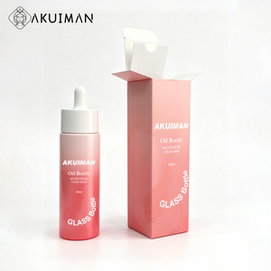 Wholesale Empty Pink 60ml Dropper Cap Custom Logo Factory Gradient Glass Essential <b>Oil</b> <b>Bottle</b> and Packaging - Product Image 2