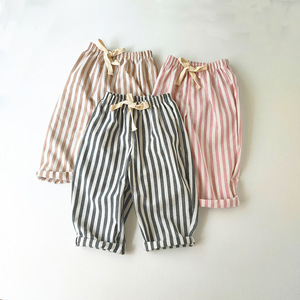 <span class=keywords><strong>Pantalones</strong></span> Casuales a Rayas para Niños y Niñas, Estilo Harem, con Cordones, Cómodos, 100% Algodón Transpirable, Primavera-Verano, OEM ODM - Product Image 2