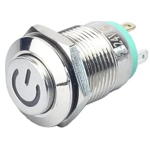 High head power symbol 12mm mini small switches on off waterproof metal 4 Pin momentary push button switch