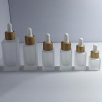 Botol Serum Kaca Persegi Bening 30ml 50ml Dengan Pipet Kemasan Perawatan Kulit Kosmetik