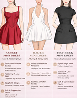 Fabricants de vêtements sur mesure : Nouvelle robe d'été élégante pour femme, col carré, volants, nœud, sans manches, coupe trapèze, mini-robe de soirée