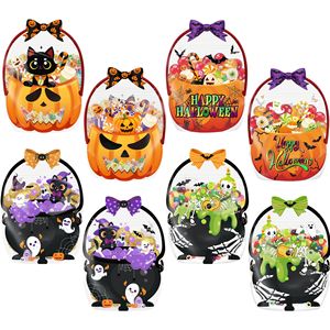 Sac de bonbons en forme de citrouille d'Halloween avec poignée en ruban, sac en plastique transparent pour la fête de la Toussaint, cadeau pour enfants - Product Image 4