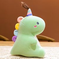 Boneka Dinosaurus Gemuk Lucu 30cm, Mainan Hewan Isi Lembut dengan Topi Pesta untuk Hadiah Ulang Tahun Anak