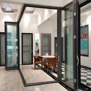 Système de portes pliantes en accordéon à double vitrage en aluminium pour patio extérieur de villa Yuantai, imperméable et pliable - Product Image 1