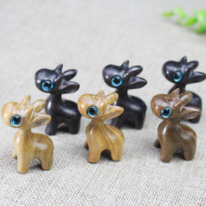 Ebony And Green Sandalwood Deer Ornaments Wood Carvings Portable <b>Keychains</b> Decorative Crafts <b>Personal</b> Gift - Product Image 2