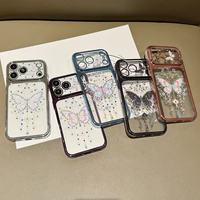 Coque de téléphone antichoc en gel de silicone souple avec cadre coloré plaqué, motif papillon et diamant, pour Honor 600 PRO/X8/X50i