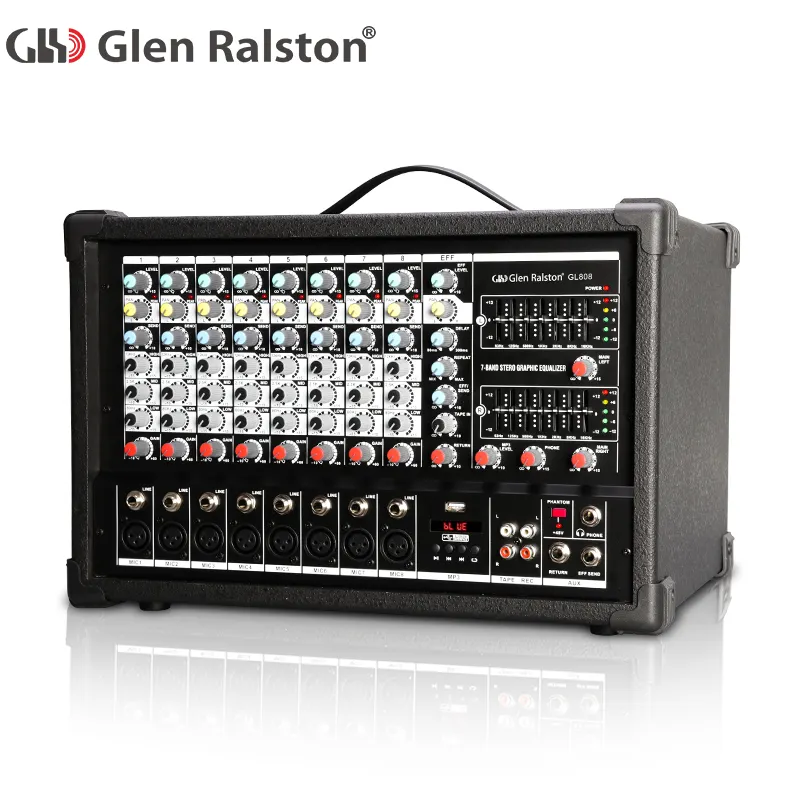 Glen Ralston 8 kanallı profesyonel dijital müzik ses dj mikseri denetleyicisi ile 700W dj ses mikseri düşük fiyat ve USB