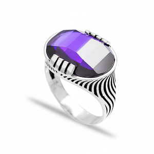 Amethyst Gemstone Authentic <b>Men</b> <b>Ring</b> Wholesale Turkish Handmade 925 Sterling <b>Silver</b> for <b>Men</b> - Product Image 2