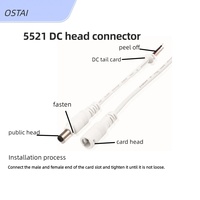 Câble d'extension d'alimentation à 2 broches mâle/femelle à extrémité ouverte DC 5,5*2,1 mm pour caméra de sécurité CCTV et bande LED extérieure