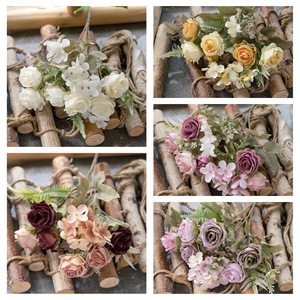 Bouquet de roses artificielles Arthur Rose, blanc, jaune, rouge vin, violet, fait main, pour mariage, décoration de la maison, fleurs transfrontalières - Product Image 3