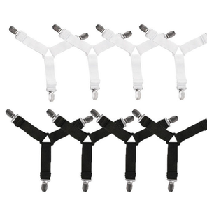 Lot de 4 attaches de draps en métal - Sangles élastiques réglables pour maintenir la literie en place - Product Image 2