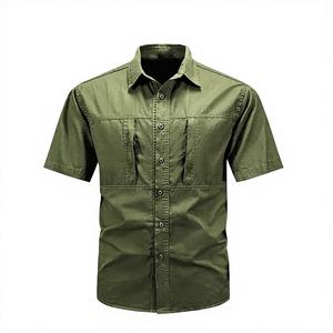 Chemise à manches courtes en twill décontractée pour homme, respirante, séchage rapide, écologique, teinte unie, pour les activités de plein air estivales, la randonnée, la chasse - Product Image 4