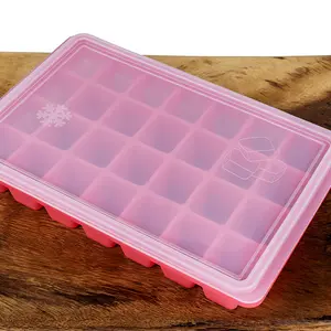 Hot Selling BPA Free Ice Cube Maker Portable New Fashion 28 Cavity Silicone Ice Cube Tray With Lid