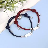 Pendentif en acier inoxydable Bracelet magnétique fait à la main pour couple 2 pièces/ensemble KIB075