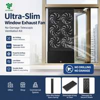 Ventilateur d'évacuation ultra-plat pour fenêtre, kit de ventilation télescopique sans dommage pour bureaux, ateliers et espaces commerciaux
